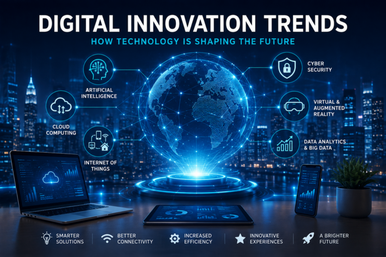 digital innovation trends with futuristic technology and AI systems