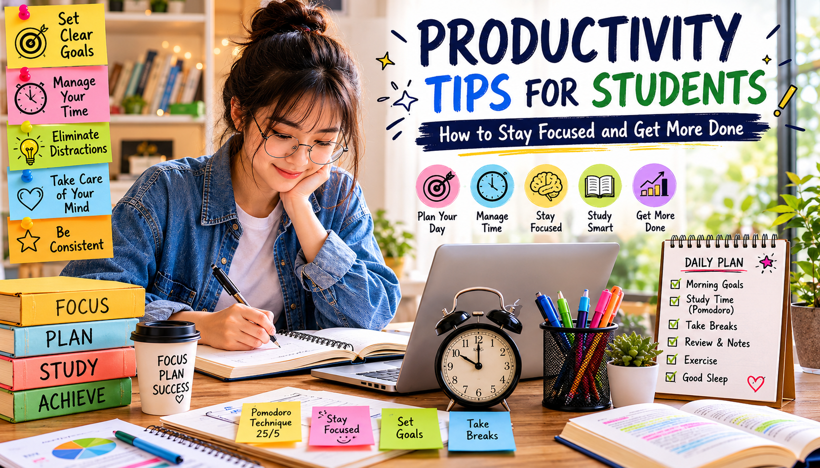 productivity tips for students studying with focus and time management